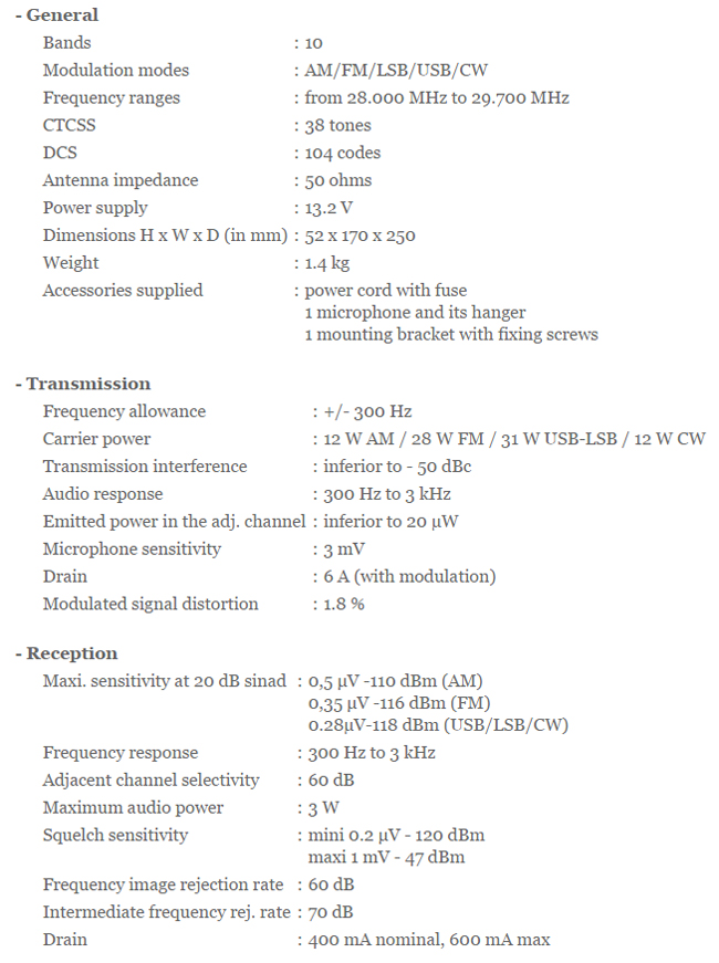 LINCOLN II - Technical caracteristiques