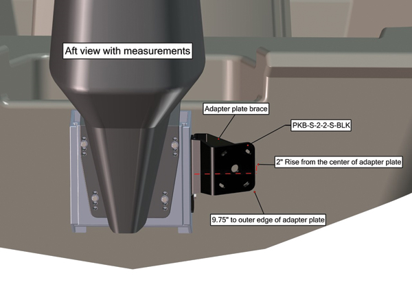 Power-Pole Braced Side Mount to Jack-Plate 2 Setback, 2 Rise, Starboard Side, Black PKB-S-2-2-S-BK