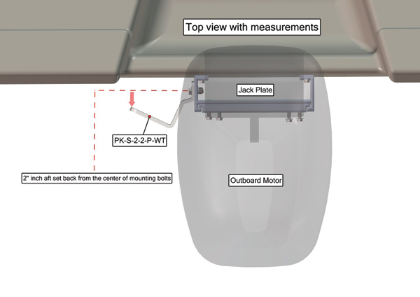 Power-Pole Side Mount to Jack-Plate 2 Setback, 2 Rise, Port Side, White PK-S-2-2-P-WT