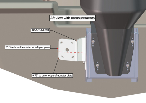 Power-Pole Side Mount to Jack-Plate 2 Setback, 2 Rise, Port Side, White PK-S-2-2-P-WT