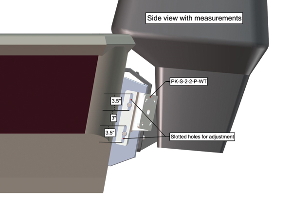 Power-Pole Side Mount to Jack-Plate 2 Setback, 2 Rise, Port Side, White PK-S-2-2-P-WT
