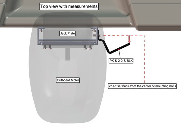 Power-Pole Side Mount to Jack-Plate 2 Setback, 2 Rise, Starboard Side, Black PK-S-2-2-S-BLK