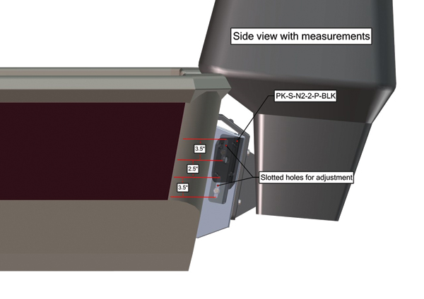 Power-Pole Side Mount to Jack-Plate Negative 2 aft setback 2 Rise, Port Side, Black PK-S-N2-2-P-BLK