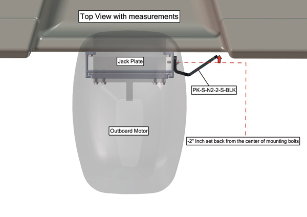 Power-Pole Side Mount to Jack-Plate Negative 2 aft setback 2 Rise, StarboardSide, Black PK-S-N2-2-S-BLK