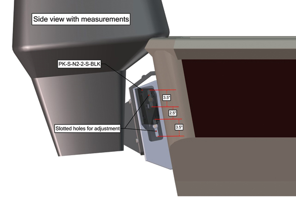 Power-Pole Side Mount to Jack-Plate Negative 2 aft setback 2 Rise, StarboardSide, Black PK-S-N2-2-S-BLK