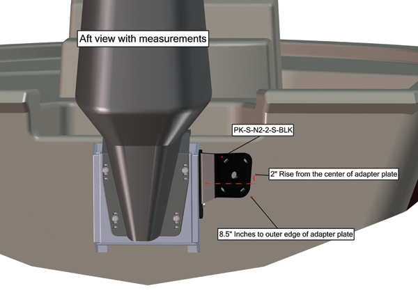 Power-Pole Side Mount to Jack-Plate Negative 2 aft setback 2 Rise, StarboardSide, Black PK-S-N2-2-S-BLK