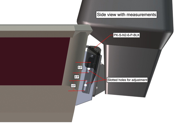 Power-Pole Side Mount to Jack-Plate Negative 2 aft setback 6 Rise, Port Side, Black PK-S-N2-6-P-BLK