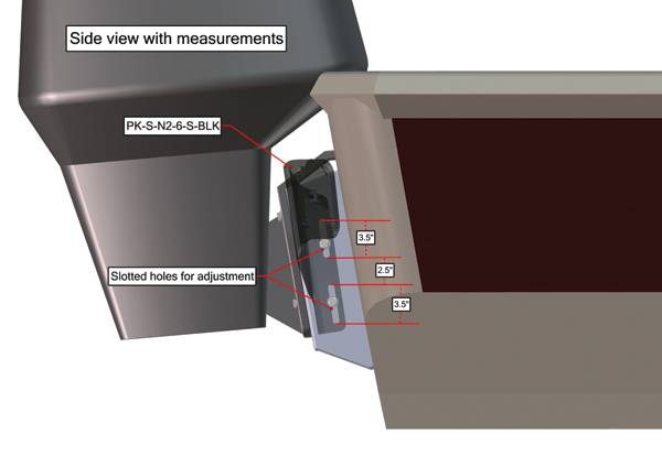 Power-Pole Side Mount to Jack-Plate Negative 2 aft setback 6 Rise, StarboardSide, Black PK-S-N2-6-S-BLK