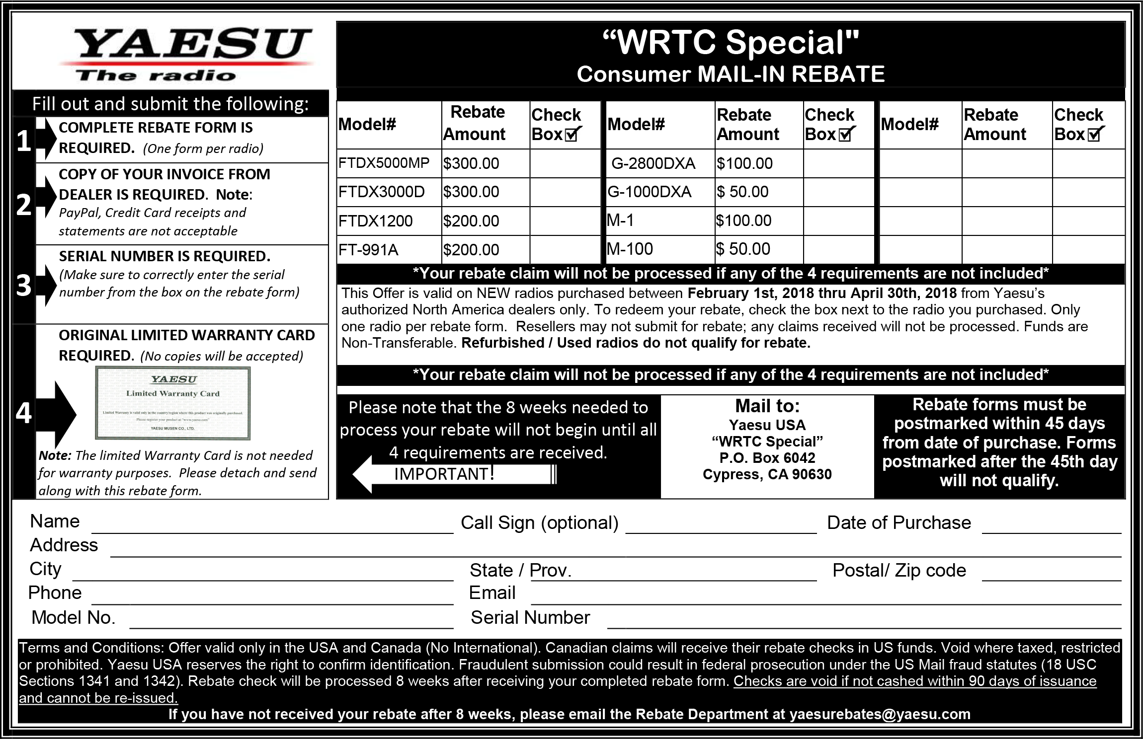 Yaesu WRTC Special Rebate 2018 Radioworld