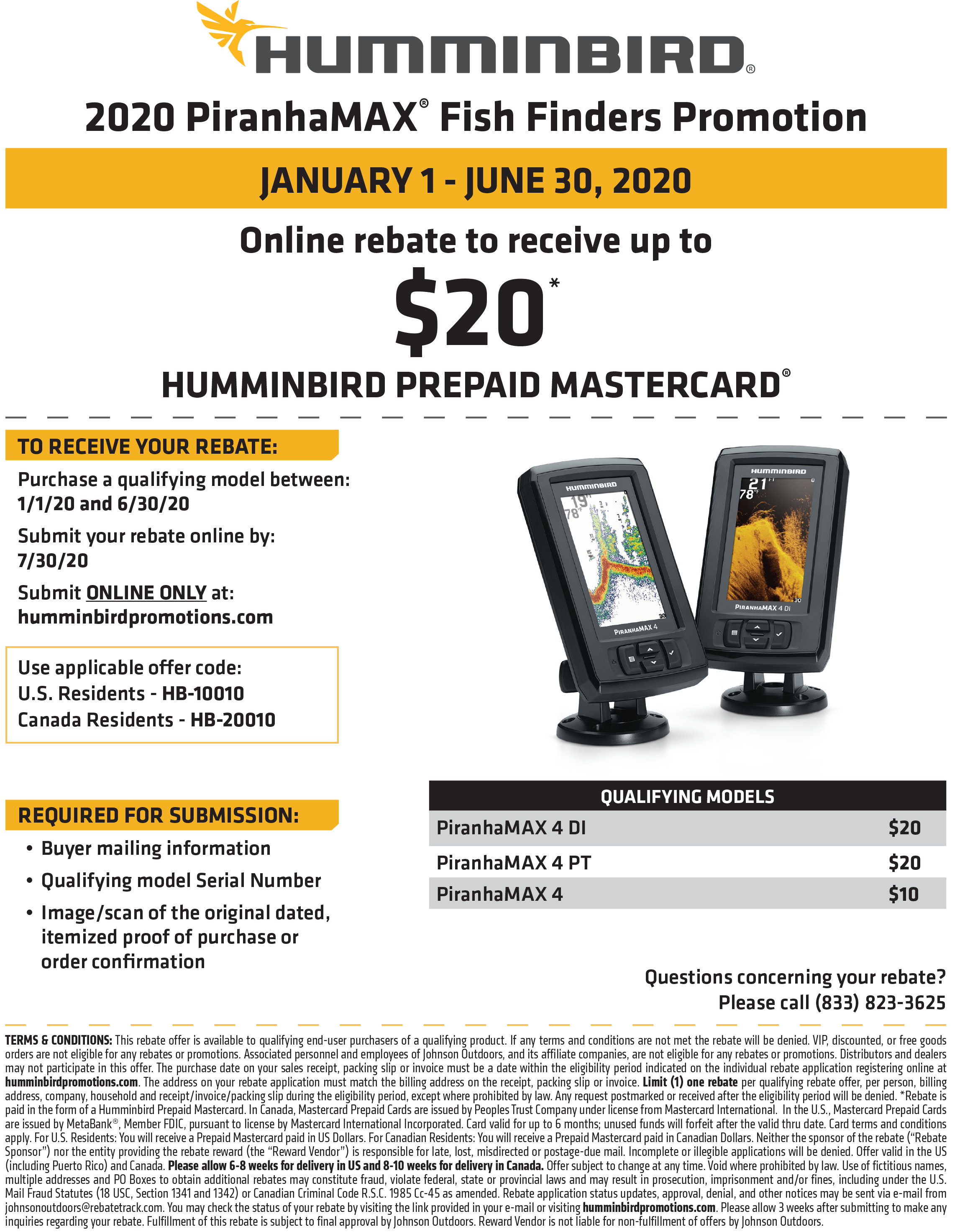 Humminbird PiranhaMAX Fish Finders Rebate 2020 Radioworld